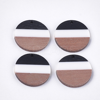 Tri-color Resin & Walnut Wood Pendants RESI-S358-78D-1