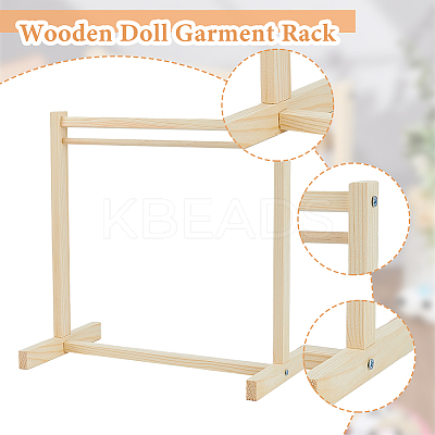 16Pcs 2 Style Wooden Doll Clothes Hangers DOLL-FG0001-03-1