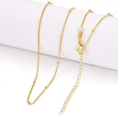 Round Brass Curb Chain Necklaces for Women NJEW-G084-18G-1