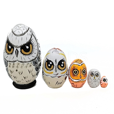 Easter Wood New Owl Nesting Egg Display Decorations DJEW-PW0012-017-1