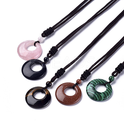 Natural & Synthetic Gemstone Pendant Necklaces NJEW-E149-1