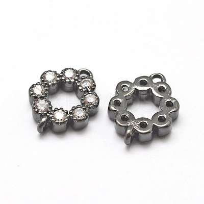 Brass Micro Pave Grade AAA Cubic Zirconia Links ZIRC-P071-14B-NR-1
