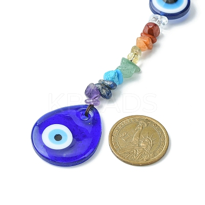 Gemstone Chip Beaded Pendant Decorations HJEW-JM01129-01-1