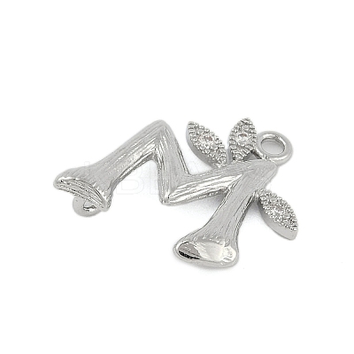 Brass Crystal Rhinestone Letter Links Connector Charms KK-S395-06P-M-1