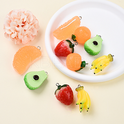 10Pcs 5 Styles Resin Pendants RESI-YW0001-97-1