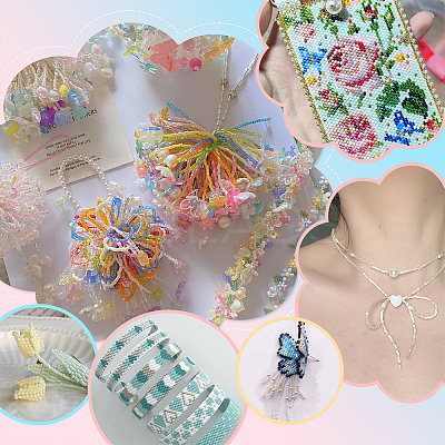 7 Sets 7 Colors Transparent Colours Luster & Rainbow Glass Seed Beads GLAA-PH0003-80-1