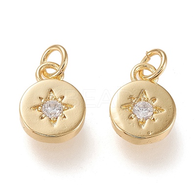 Brass Micro Pave Clear Cubic Zirconia Charms X-ZIRC-K086-06G-1