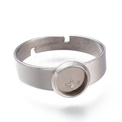 Tarnish Resistant Adjustable 304 Stainless Steel Finger Rings Components STAS-F149-18P-F-1