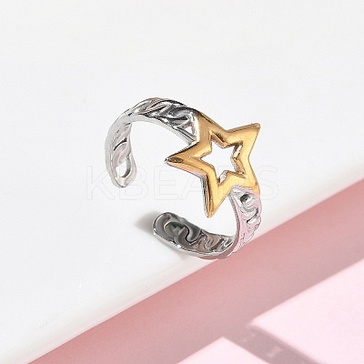 304 Stainless Steel Cuff Open Rings RJEW-Z121-02GP-06-1