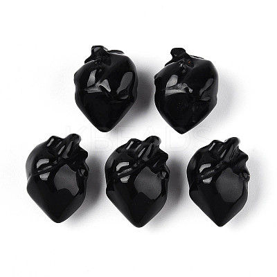 Natural Obsidian Heart Beads G-T144-04D-1