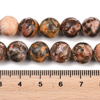 Natural Leopard Skin Jasper Round Bead Strands G-P072-45-10mm-1