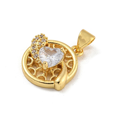 Rack Plating Brass Micro Pave Cubic Zirconia Pendants KK-G513-23A-02G-1