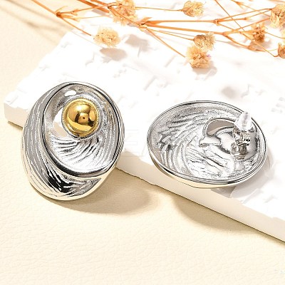 304 Stainless Steel Two Tone Stud Earrings EJEW-F355-02GP-01-1