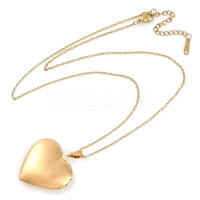 304 Stainless Steel Heart Locket Pendant Cable Chain Necklaces for Women NJEW-M050-04E-G-1