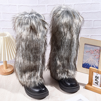 Polyester Imitation Fox Hair Boot Cover AJEW-WH20130-37B-1