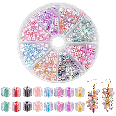 8 Sets 8 Colors Inside Colours Transparent Glass Seed Beads SEED-PH0002-41-1