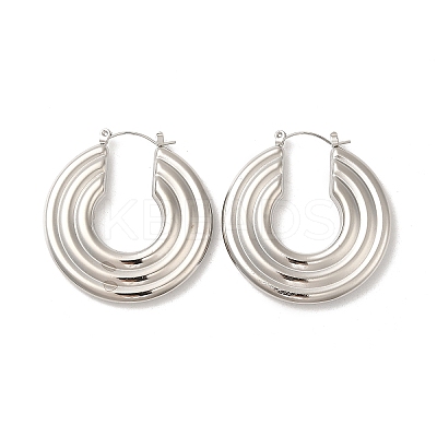 Non-Tarnish 304 Stainless Steel Donut Thick Hoop Earrings EJEW-Z022-05P-1