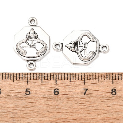 Tibetan Style Alloy Octagon with Church Connector Charms FIND-Z099-16AS-01-1