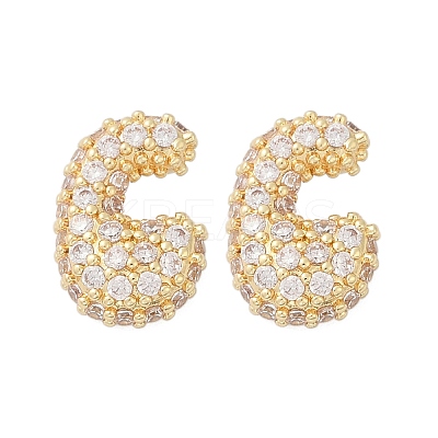 Brass Micro Pave Cubic Zirconia Stud Earrings EJEW-Z091-04G-C-1