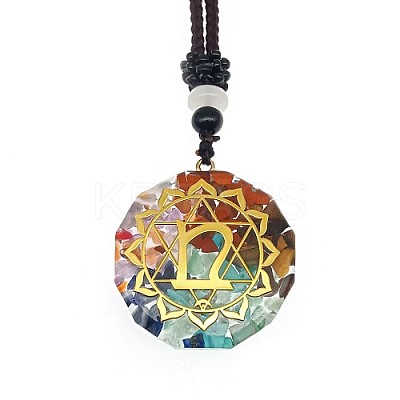 Resin & Natural & Synthetic Mixed Gemstone Pendant Necklaces OG4289-16-1
