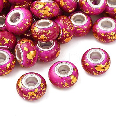 Opaque Resin Rondelle European Beads RESI-Z046-01F-1