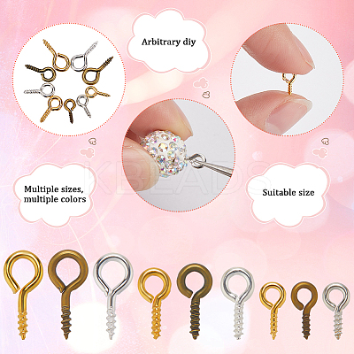 1200Pcs 9 Styles Iron Screw Eye Pin Peg Bails CABI-SP0001-01-1