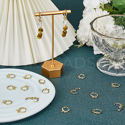 20Pcs 2 Style Brass Huggie Hoop Earring Findings KK-BBC0007-55G-1