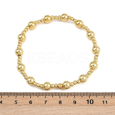 4Pcs 4 Styles Brass Round Beads Stretch Bracelets & Chain Bracelets for Women BJEW-D357-05G-1