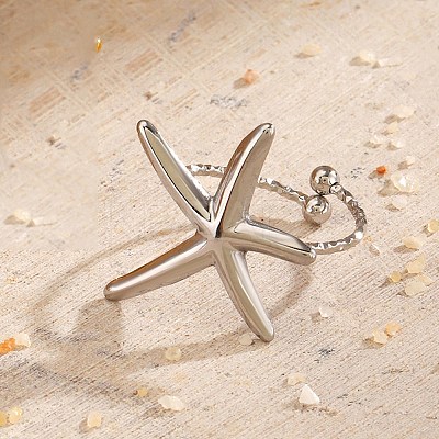 304 Stainless Steel Adjustable Open Cuff Rings for Women LS-RJEW-K303-01P-1
