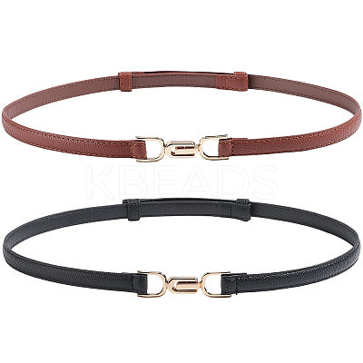 2Pcs 2 Colors PU Leather Waist Belt with Alloy Buckles AJEW-GF0010-73-1