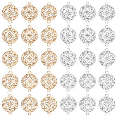 100Pcs 2 Colors Long-Lasting Plated Brass Connector Charms KK-BC0012-99-1