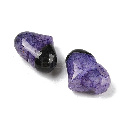 Natural Druzy Agate(Dyed & Heated) Heart Palm Stone G-Q021-01-1