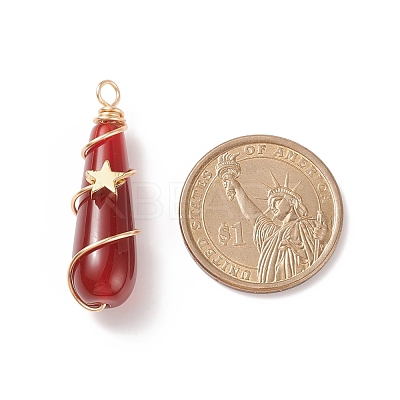 Dyed Natural Carnelian Pendants PALLOY-JF01866-01-1