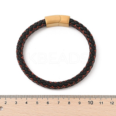 Ion Plating(IP) Braided Microfiber Leather Cord Bracelets for Men BJEW-Z081-14G-1