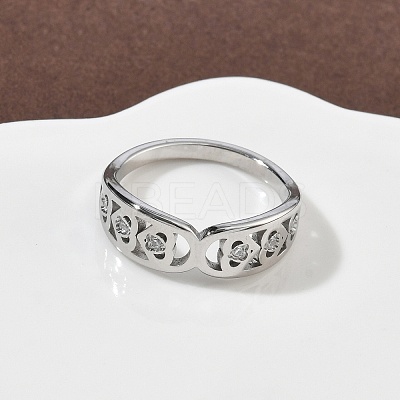 304 Stainless Steel Cubic Zirconia Finger Rings for Women RJEW-F189-03P-1