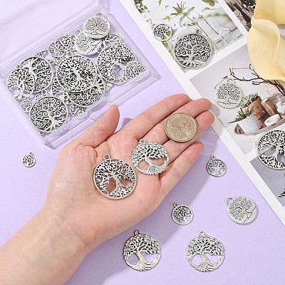 50Pcs 10 Styles Tibetan Style Alloy Pendants FIND-YW0006-93-1
