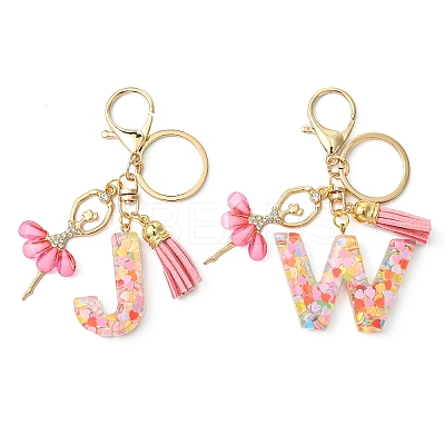 Letter A~Z Transparent Glitter Resin Pendant Keychains KEYC-FZ00024-26-1