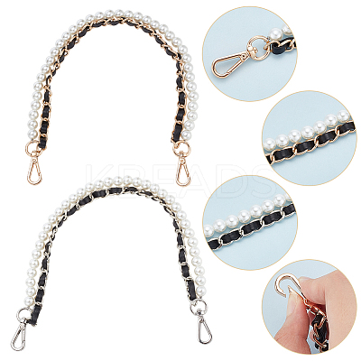 2Pcs 2 Styles Plastic Imitation Pearl Beaded Bag Handles FIND-WR0007-91-1