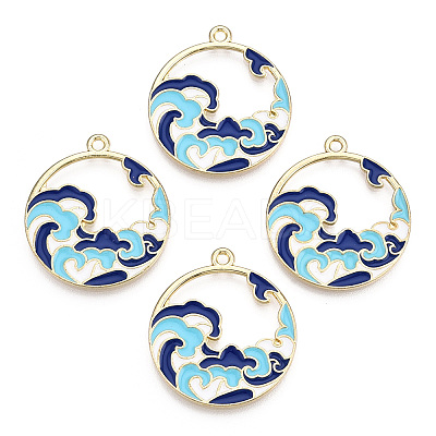 Chinese Style Alloy Enamel Pendants ENAM-M043-03G-01-RS-1