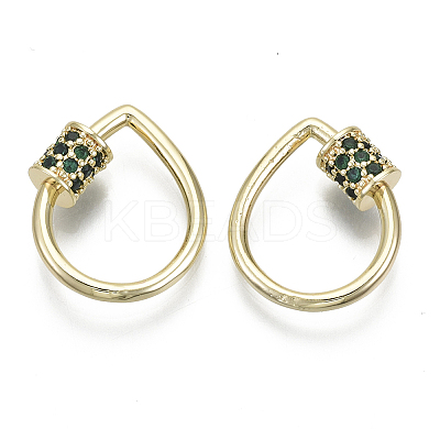 Brass Micro Pave Cubic Zirconia Screw Carabiner Lock Charms KK-R136-069A-NF-1