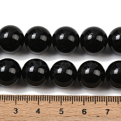 Natural Black Tourmaline Beads Strands G-E444-27-12mm-1