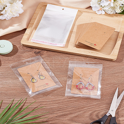 40Pcs Rectangle Paper Jewelry Display Cards for Necklace Earrings CDIS-LP0001-13-1