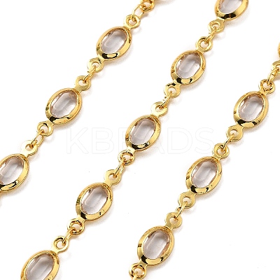 Brass Glass Oval Link Chains CHC-R001-02G-04-1