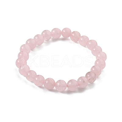 Natural Rose Quartz Bead Stretch Bracelets BJEW-K212-B-045-1