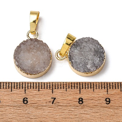 Flat Round Dyed Natural Druzy Agate Pendants G-F229-18A-1