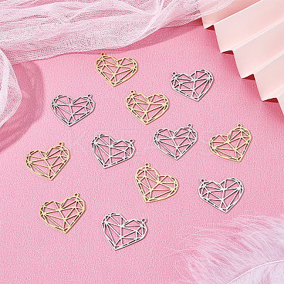 12Pcs 2 Colors 201 Stainless Steel Pendants STAS-DC0010-59-1