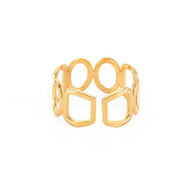 Ion Plating(IP) 304 Stainless Steel Open Geometry Wrap Cuff Ring for Women RJEW-S405-166G-1