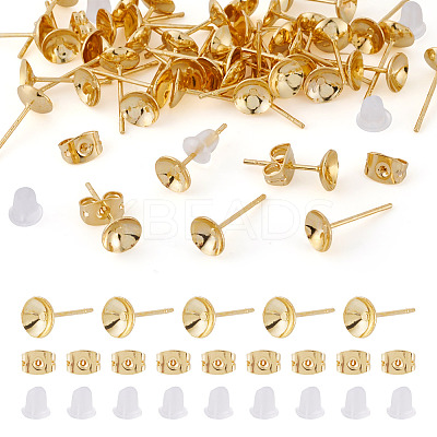50Pcs Brass Earring Settings KK-TA0008-38B-1
