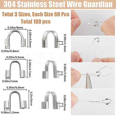 180Pcs 3 Size 304 Surgical Stainless Steel Wire Guardian and Protectors STAS-BBC0003-51-1