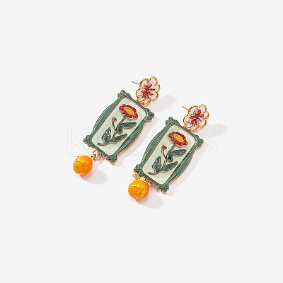 Alloy & Enamel Stud Dangle Earrings for Women WG66E5A-01-1